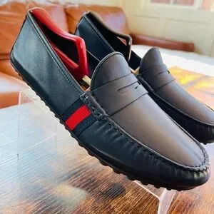 Gucci | Shoes | Gucci Mens Black Leather Driver Loafer With  display picture 1